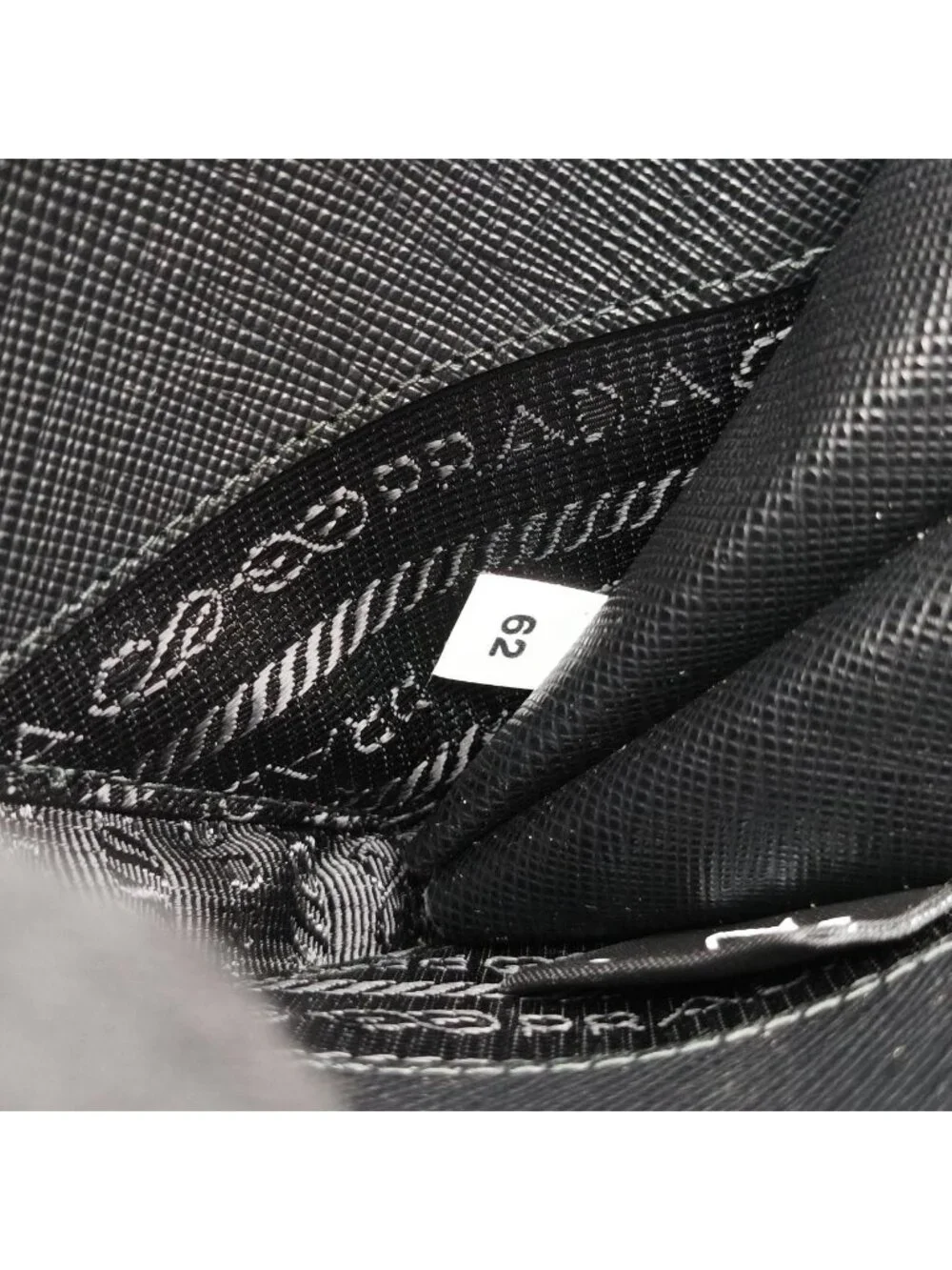 Prada Triangle Logo Black Saffiano Leather 62 Shoulder